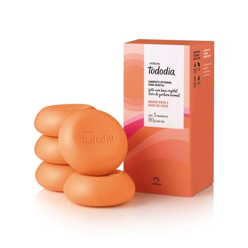 Sabonete em barra puro vegetal Tododia Manga Rosa e Água de Coco 5x90g