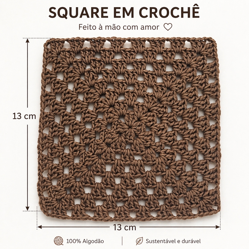 Square em Crochê - Castanho