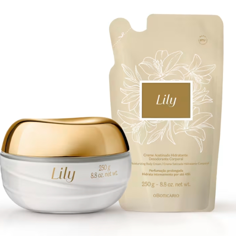 Lily Combo Creme Acetinado Hidratante Desodorante Corporal 250g + Refil 250g