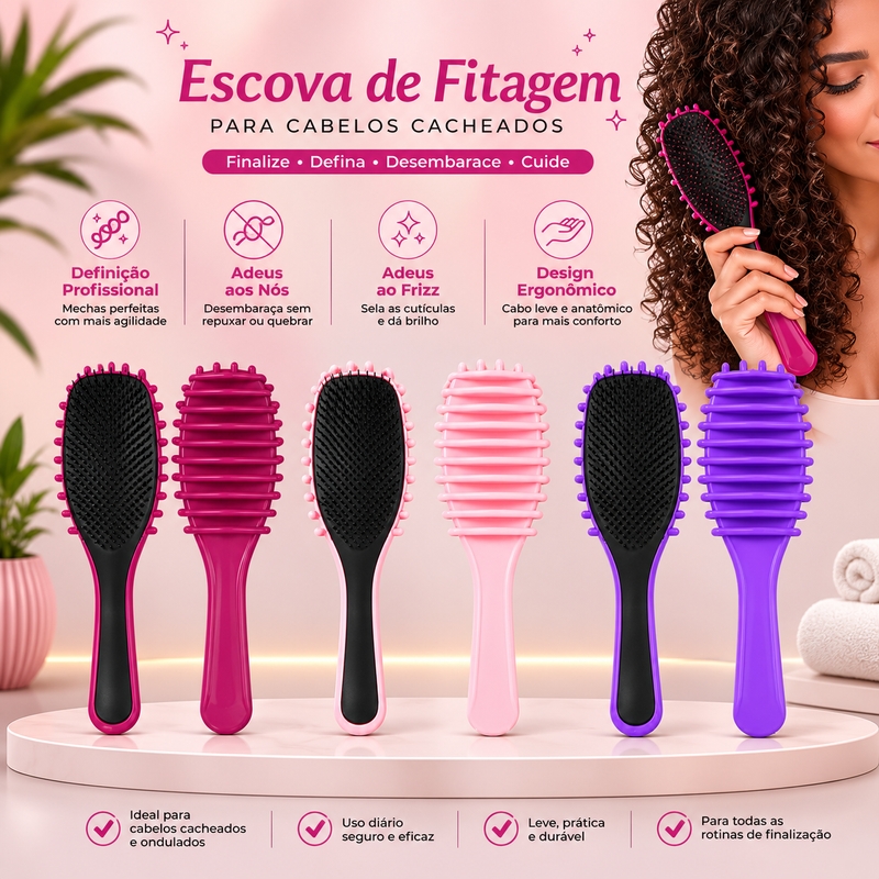 Escova de Fitagem para cabelos Cacheados - foto 2