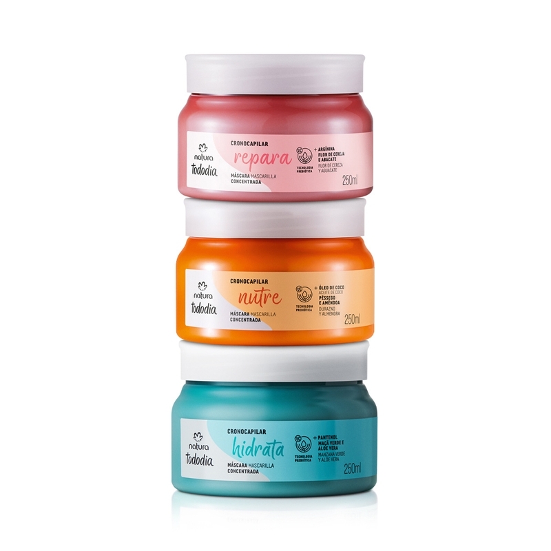 Kit tododia cronocapilar - 1 Máscara concentrada cronocapilar hidrata - 250 ml + 1 Máscara concentrada cronocapilar nutre - 250 ml + 1 Máscara concentrada cronocapilar repara - 250 ml