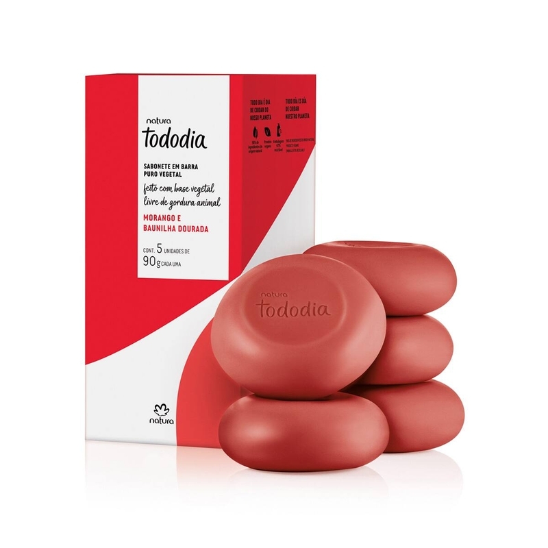 Sabonete em Barra Puro Vegetal Morango e Baunilha dourada