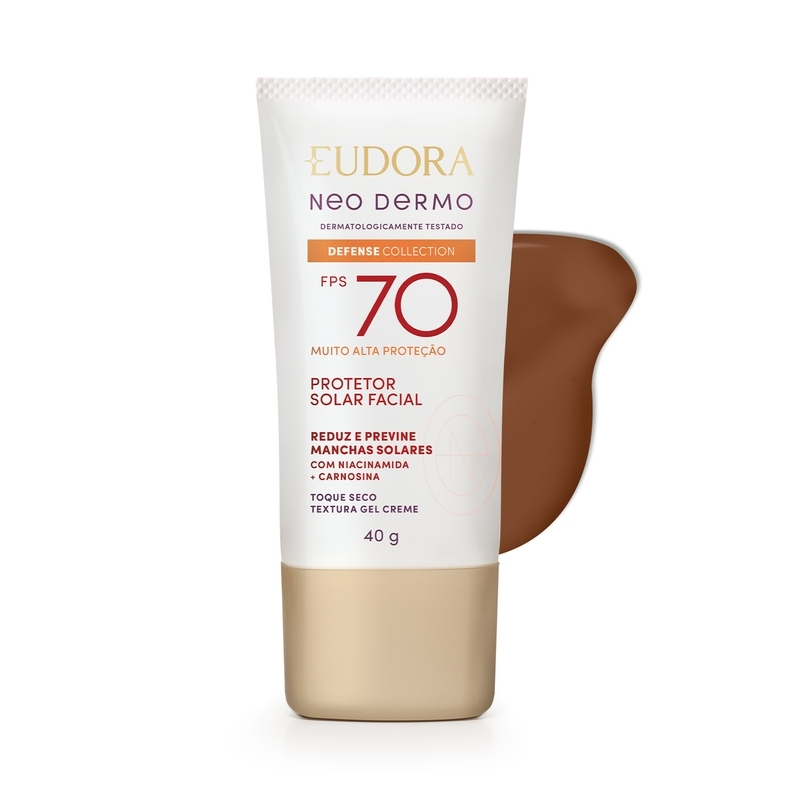 Protetor Solar Facial com Cor Eudora Neo Dermo FPS 70 COR 4 40ml