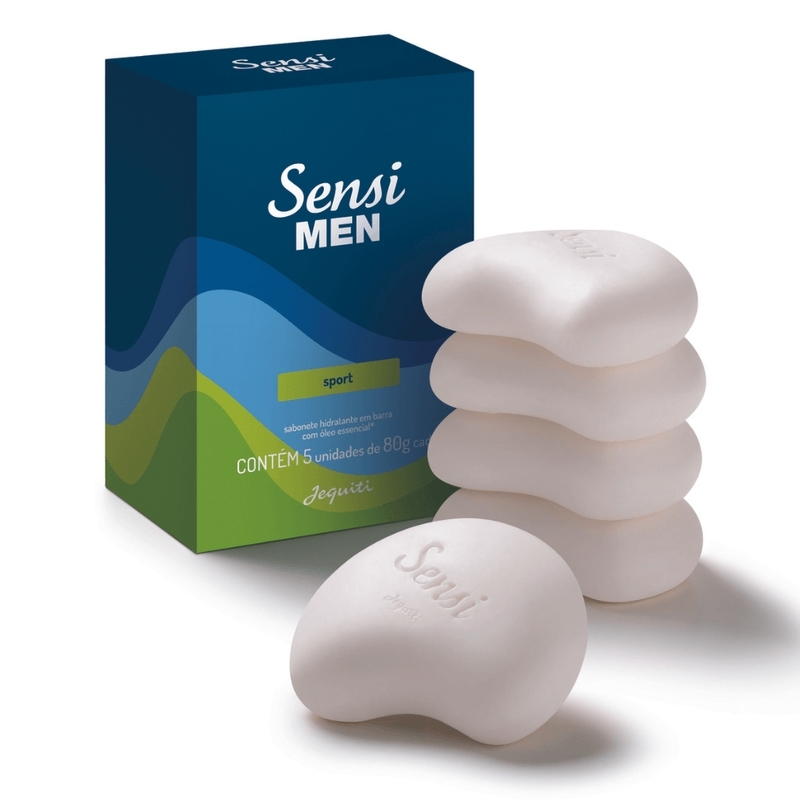 Sabonete Hidratante Em Barra Men Sport Sensi Jequiti 5 x 80 g