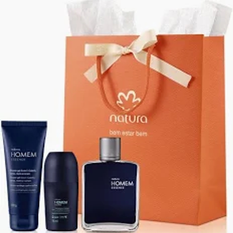 Kit Presente Natura Homem Essence - 01 Deo Parfum 100ml + 01 Desod. Antitranspirante Roll-on 75ml + 01 Shower Gel 4 em 1 100g