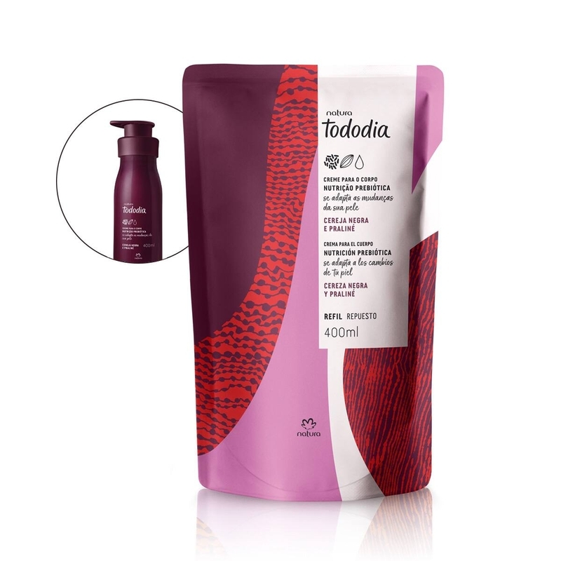 Refil creme desodorante nutritivo para o corpo cereja negra e praliné - 400 ml