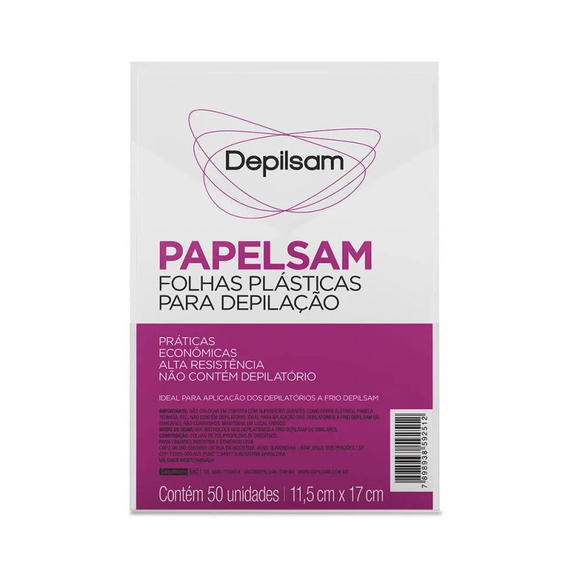 Papelsam Folhas Plásticas para Depilção Depilsam 50 Fls