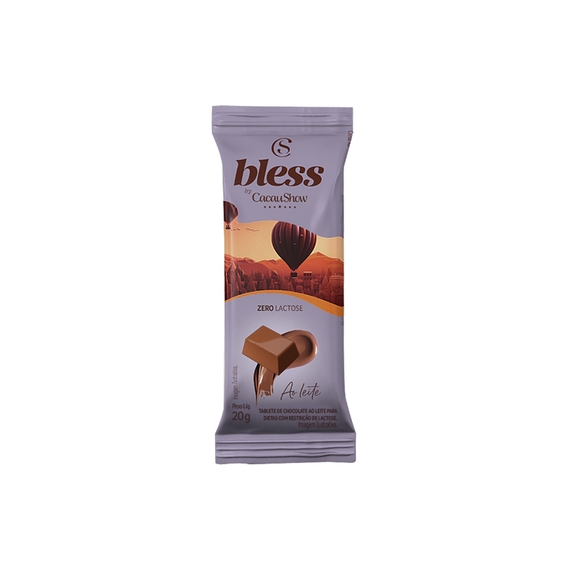 Tablete Bless Zero Lactose ao Leite 20g