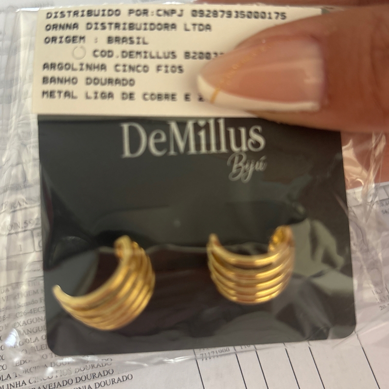 Brinco Argolinha Cinco Fios Dourado