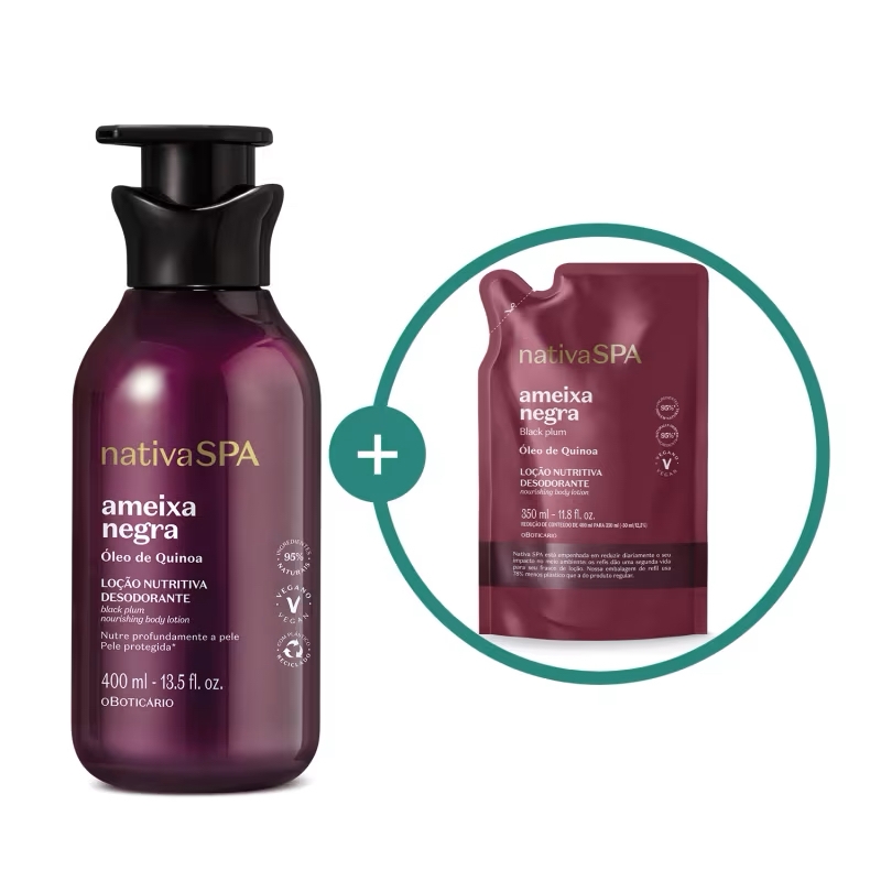 Combo Nativa Spa Ameixa Negra: Loção Corporal 400ml + Refil 350ml