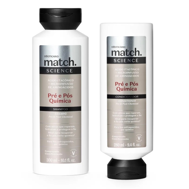Combo Match Science Pré e Pós-Química: Shampoo 300ml + Condicionador 280ml