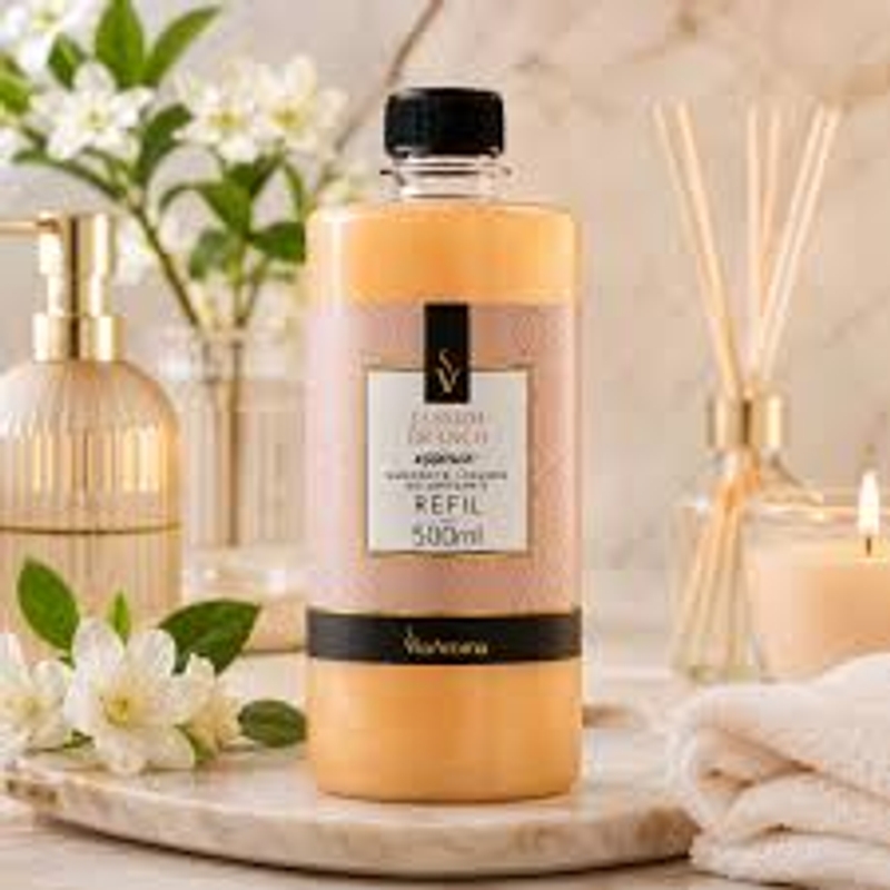 Refil Sabonete Líquido Desod. Via Aroma 500ml - Jasmim Branco Essence