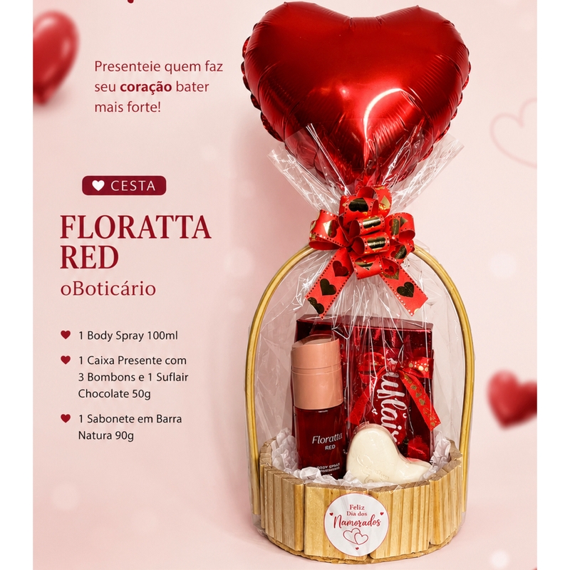 Cesta Floratta Red o Boticário - Opção Feminina