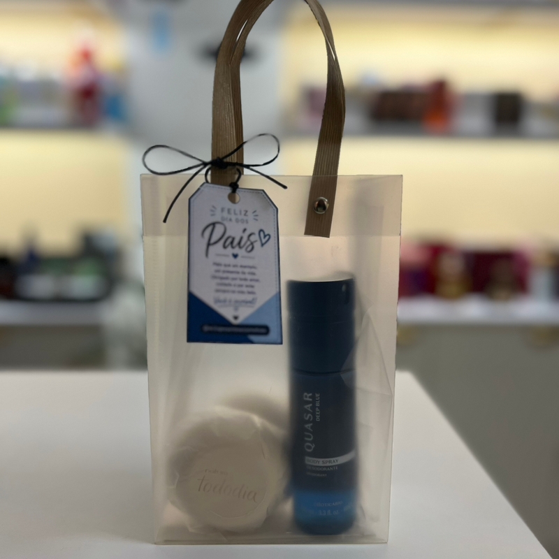 Presente Dia Dos Pais Cuidado Básico (Body Spray Quasar Deep Blue, Sabonete Unitário 2x)