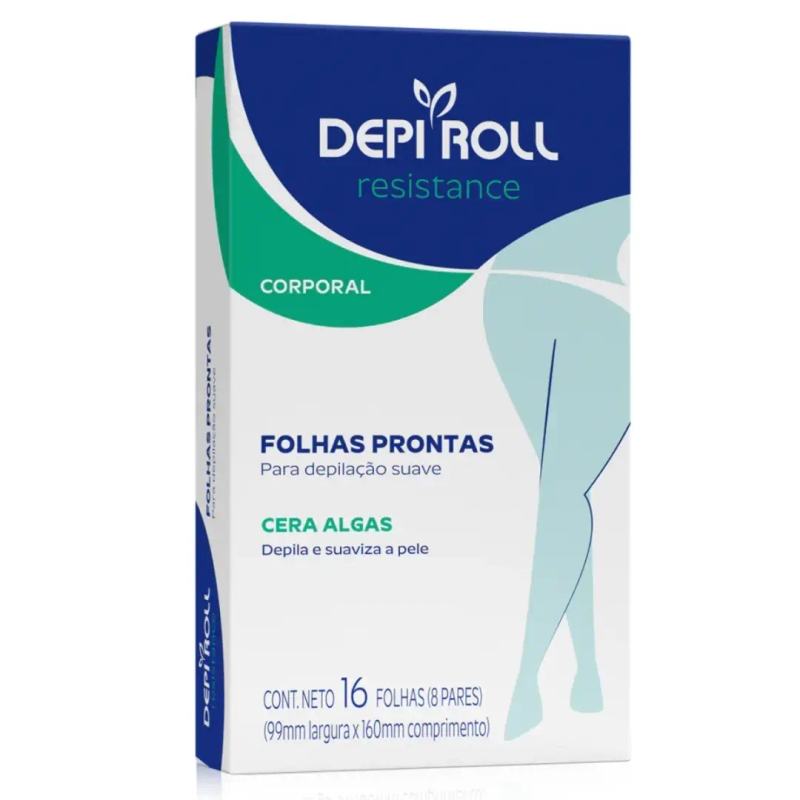 Cera Depilatória Corporal Depi Roll Resistance Algas 16 folhas prontas