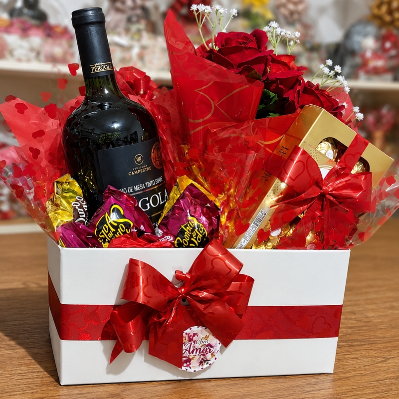 Cesta Vinho E Ferrero