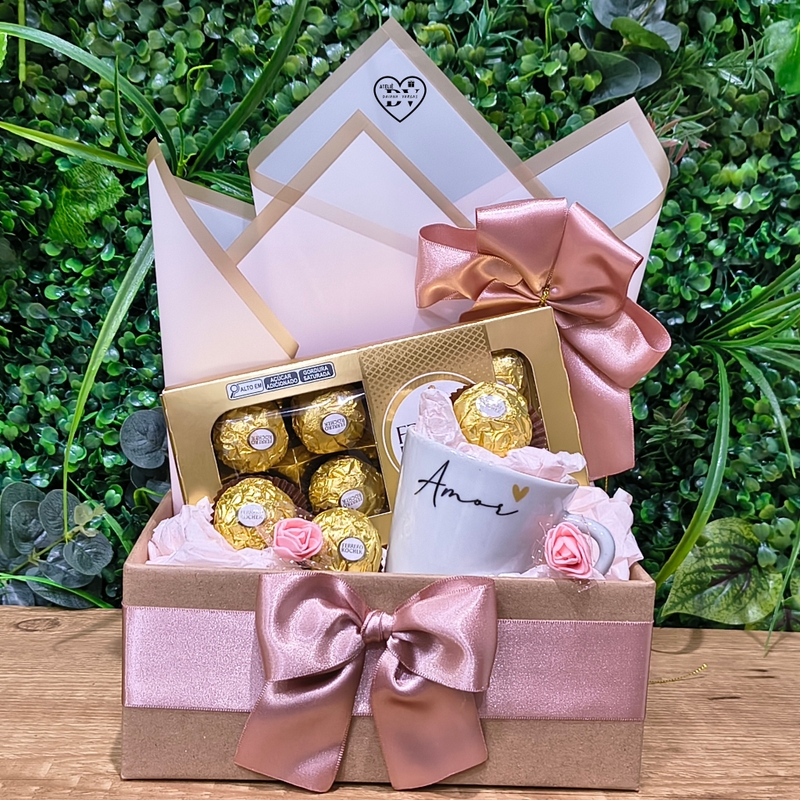 Box Display Pardo Com Rosé Caneca amor