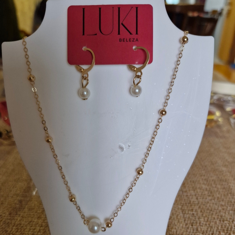 Conjunto Colar E Brinco Pérola