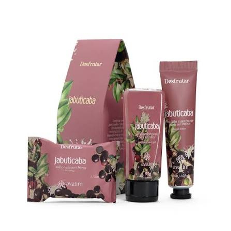 Kit Desfrutar Jabuticaba - 01 Emulsão para Mãos, 01 Gel para Mãos e 01 Sabonete em Barra