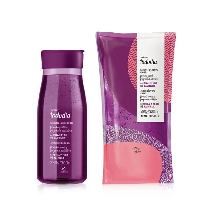 Kit Sabonete Líquido Ameixa e flor De Baunilha + refil