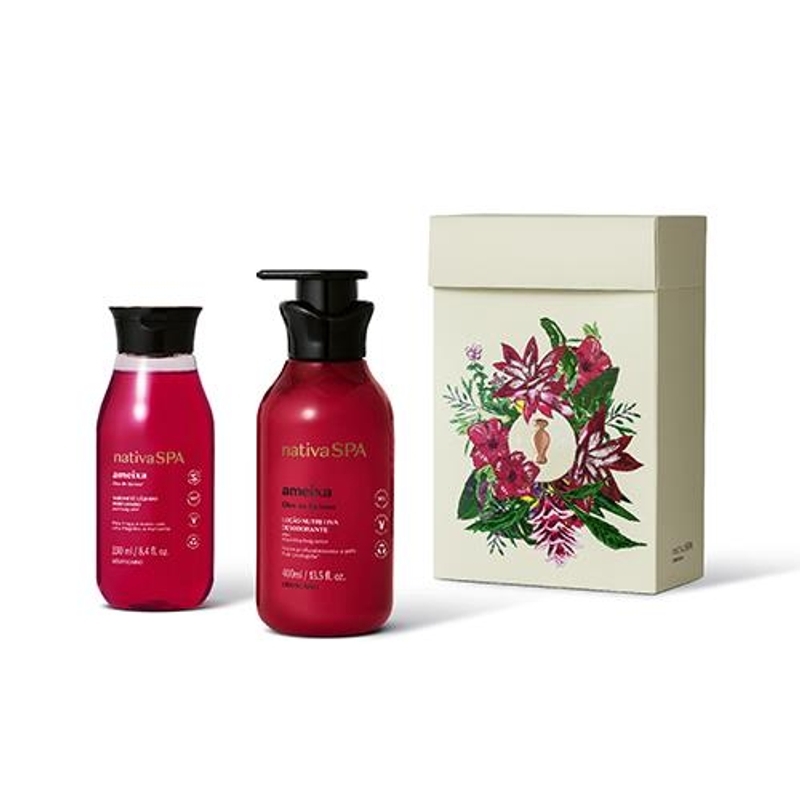 Kit Presente Dia das Mães Nativa Spa Ameixa (1 Loção Nutritiva Desod. Ameixa 400ml e 1 Sabonete Líquido Perfumado Ameixa 250ml)