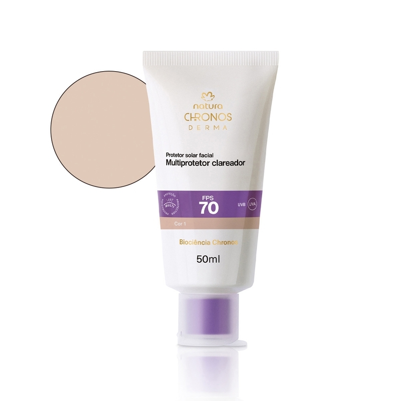 Multiprotetor Clareador de Manchas Solares FPS 70 Chronos Derma - 50 ml - Cor 1