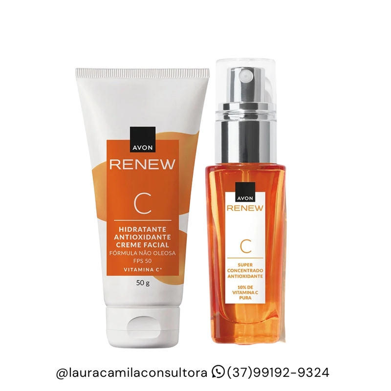 Presente Cuidados Renew Vitamina C: Hidratante Antioxidante FPS50 50g + Vitamina C Super Concentrado Antioxidante 30ml