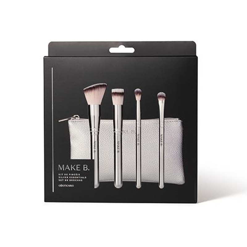 Kit Pincel de Maquiagem Silver Make B. Essentials (5 itens)
