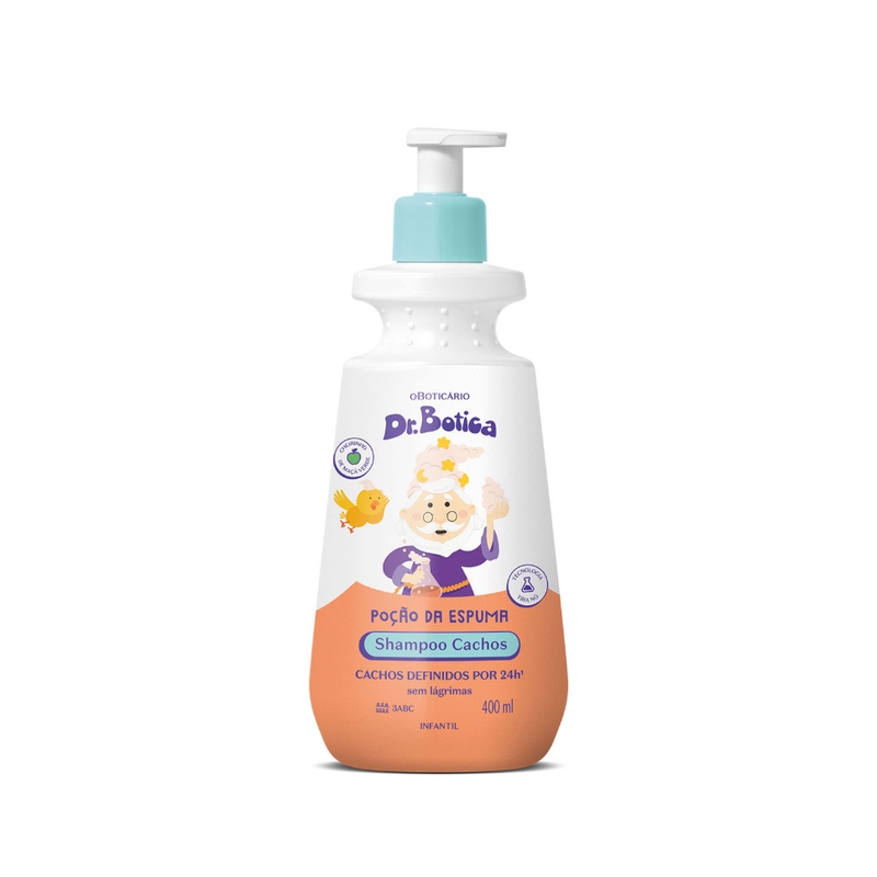 Shampoo Infantil Cabelos Cacheados 3 ABC Dr Botica Poção De Espuma 400 Ml
