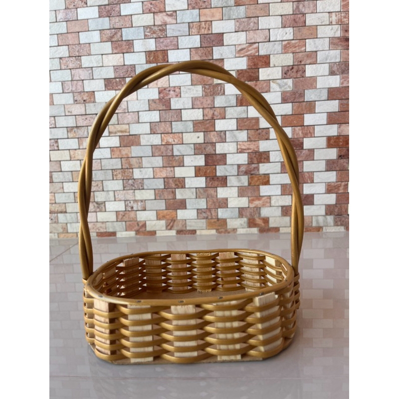 Cestas de Madeira Oval tecido com fita sintética 25cm