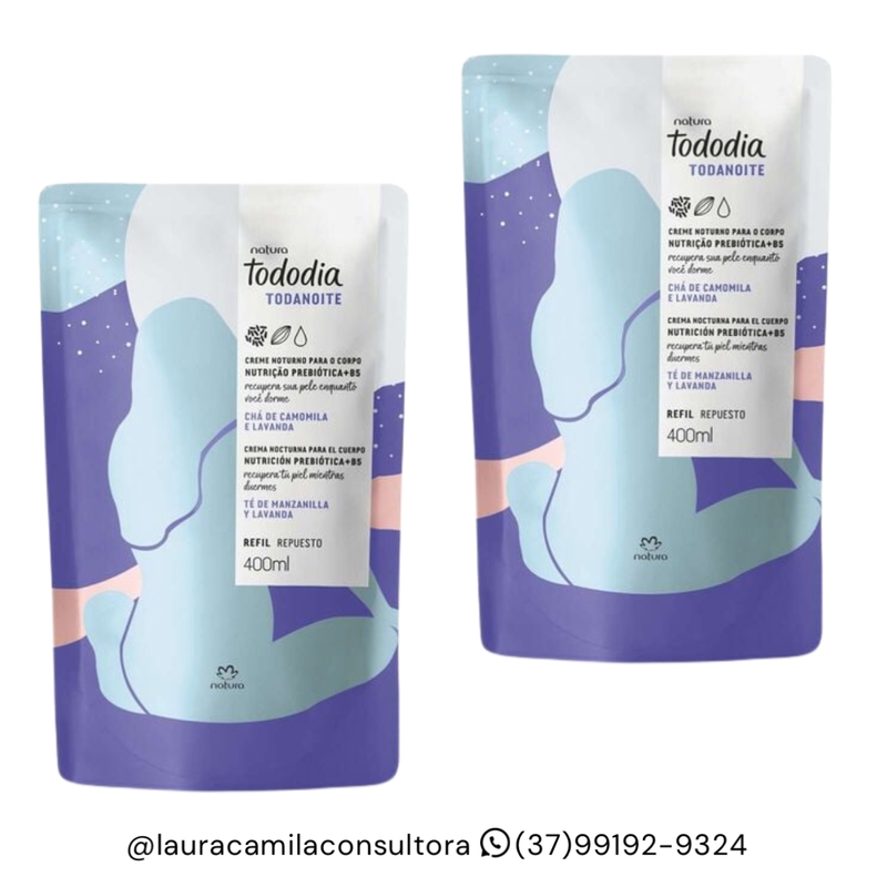 Combo Refil Hidratante Corporal Natura Chá De Camomila e Lavanda 2un De 400ml Cada