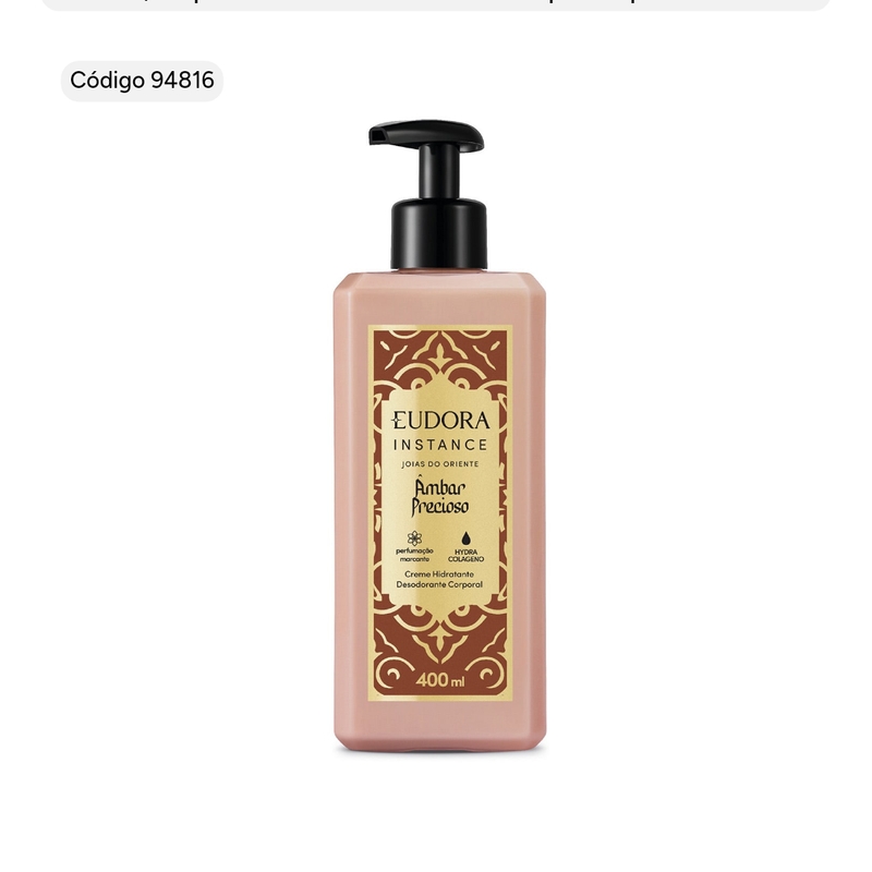 Creme Hidratante Desodorante Corporal Instance Âmbar Precioso 400ml