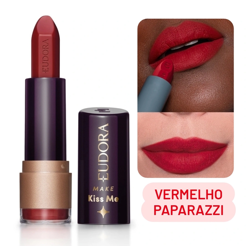 Batom Matte Vermelho Paparazzi Eudora Make Kiss Me