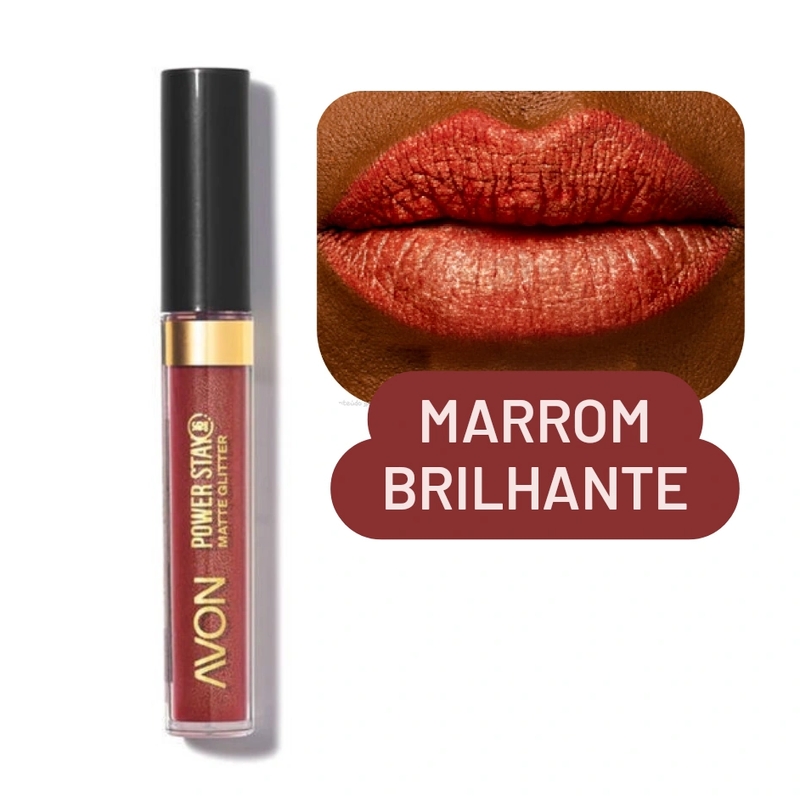 Batom Power Stay Matte Glitter Marrom brilhante