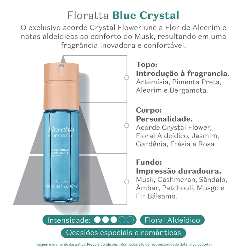 Body Spray Colônia Floratta Blue Crystal 100ml - foto 2
