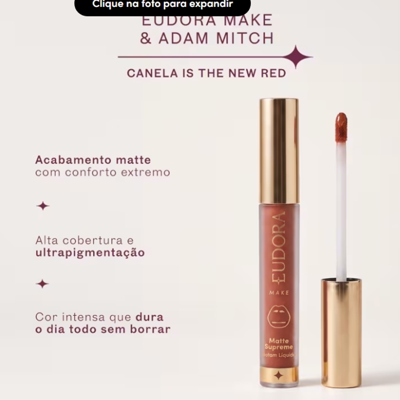 Batom Líquido Matte Supreme Canela Adam Mitch E Eudora Make 4Ml - foto 4