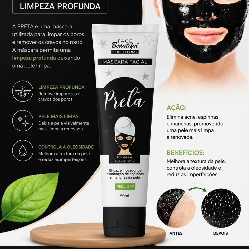 Máscara facial de carvão anti oleosidade - 50ml - foto 2