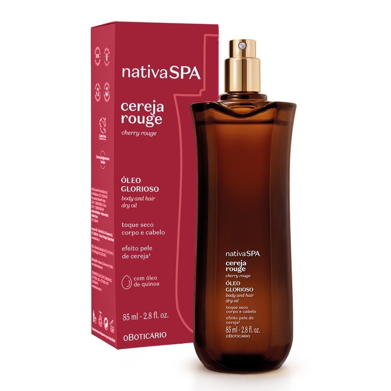 Óleo Multifuncional Glorioso Corpo E Cabelos Nativa Spa Cereja Rouge 85Ml