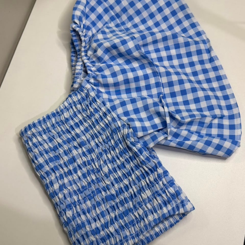 Top Lastex Xadrez Azul