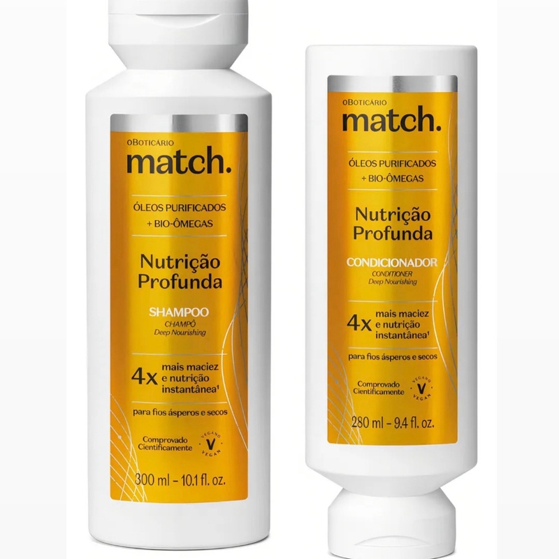 Combo Match Nutrição Profunda: Sampoo 300ml + Condicionador 280ml