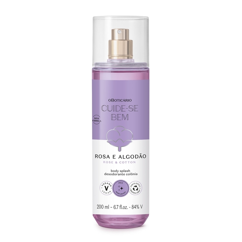 Body Splash Cuide-Se Bem Rosa E Algodão 200Ml