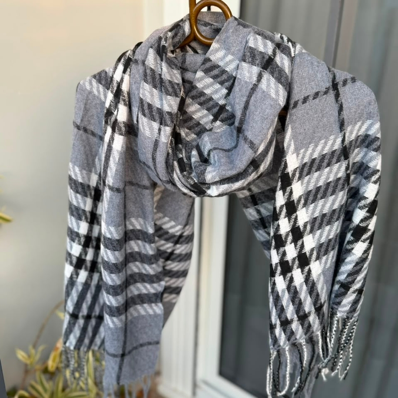 Pashmina Xadrez Cinza