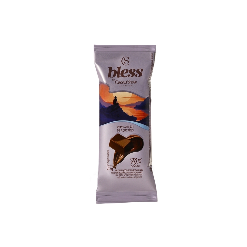 Tablete Bless Zero Adição de Açúcar de Chocolate 70% 20g