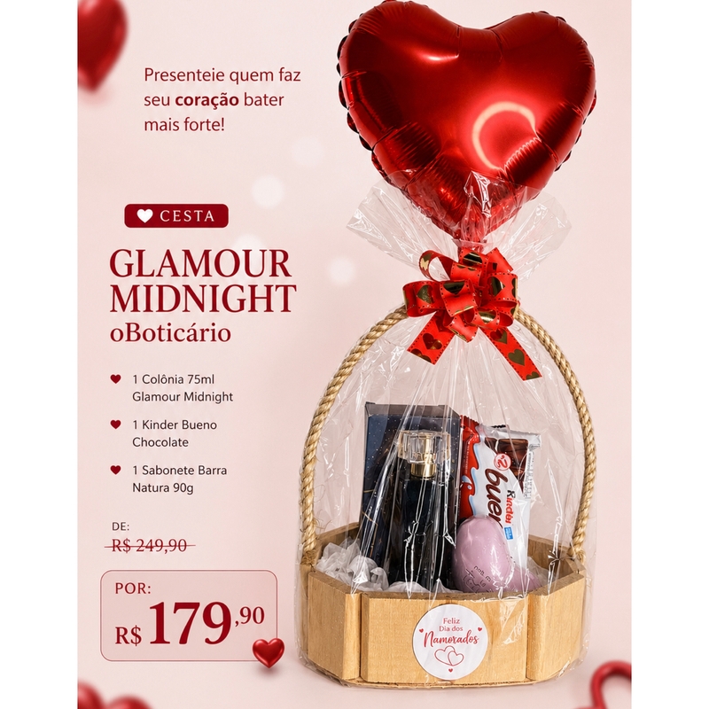 Cesta Glamour Midnight o Boticário -  Opção Feminina