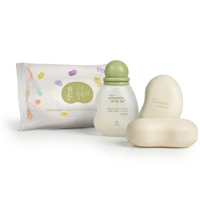 COMBO 2 NATURA MAMAE E BEBE COLONIA 100ml + LENCO UMEDECIDO 16 Folhas + CAIXA COM 2 SABONETES