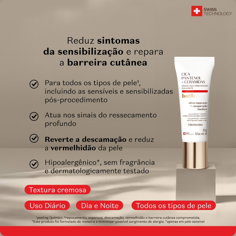 Creme Facial Multirreparador Calmante Botik Cica Pantenol E Ceramidas 30g - foto 3