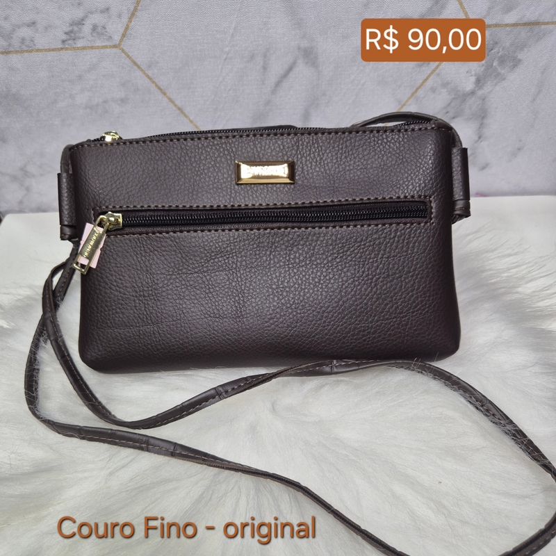 BOLSA COURO FINO MARROM
