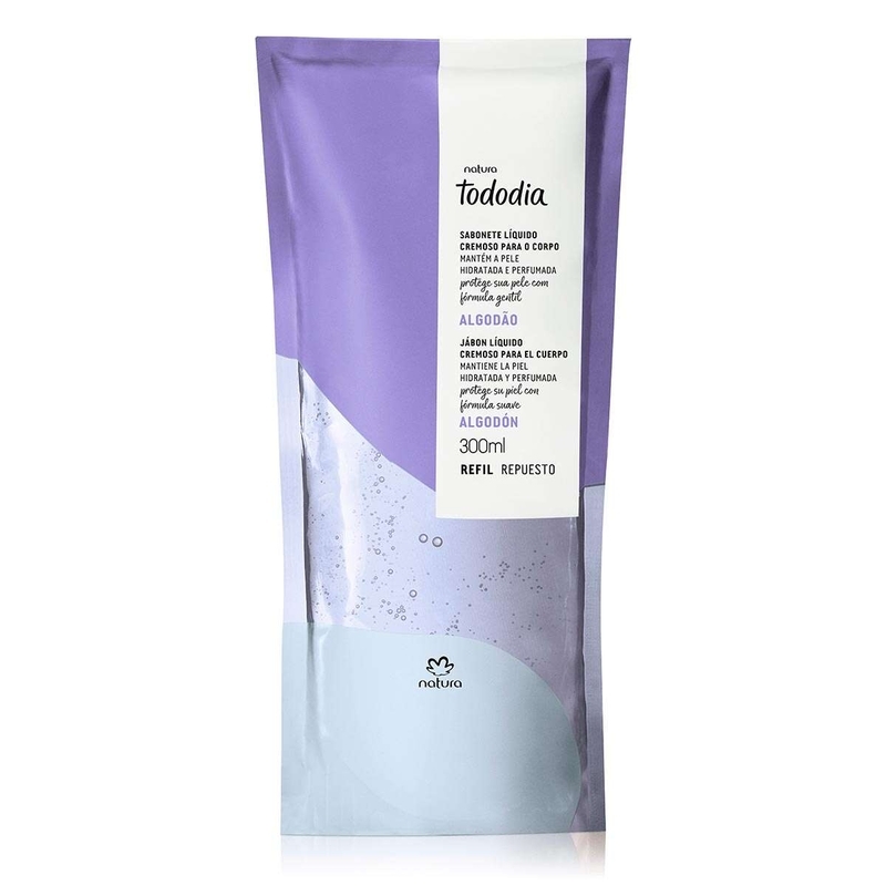 Refil Sabonete Líquido Cremoso para o Corpo Tododia Algodão - 300 ml