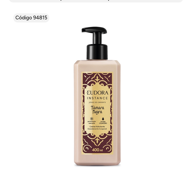 Creme Hidratante Desodorante Corporal Instance Tâmara Negra 400ml