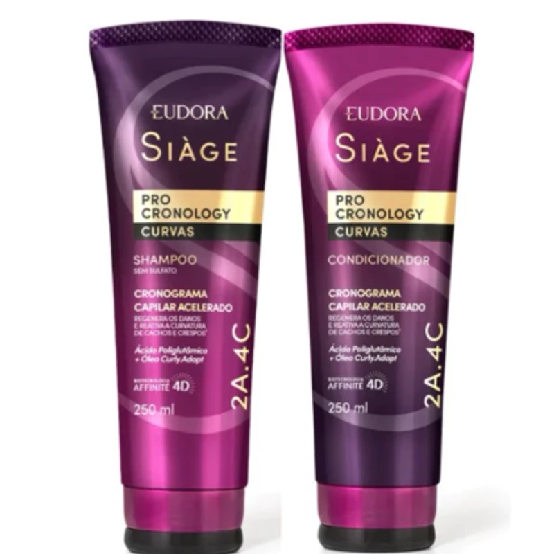 Combo Siàge Pro Cronology Curvas: Shampoo 250ml + Condicionador 250ml